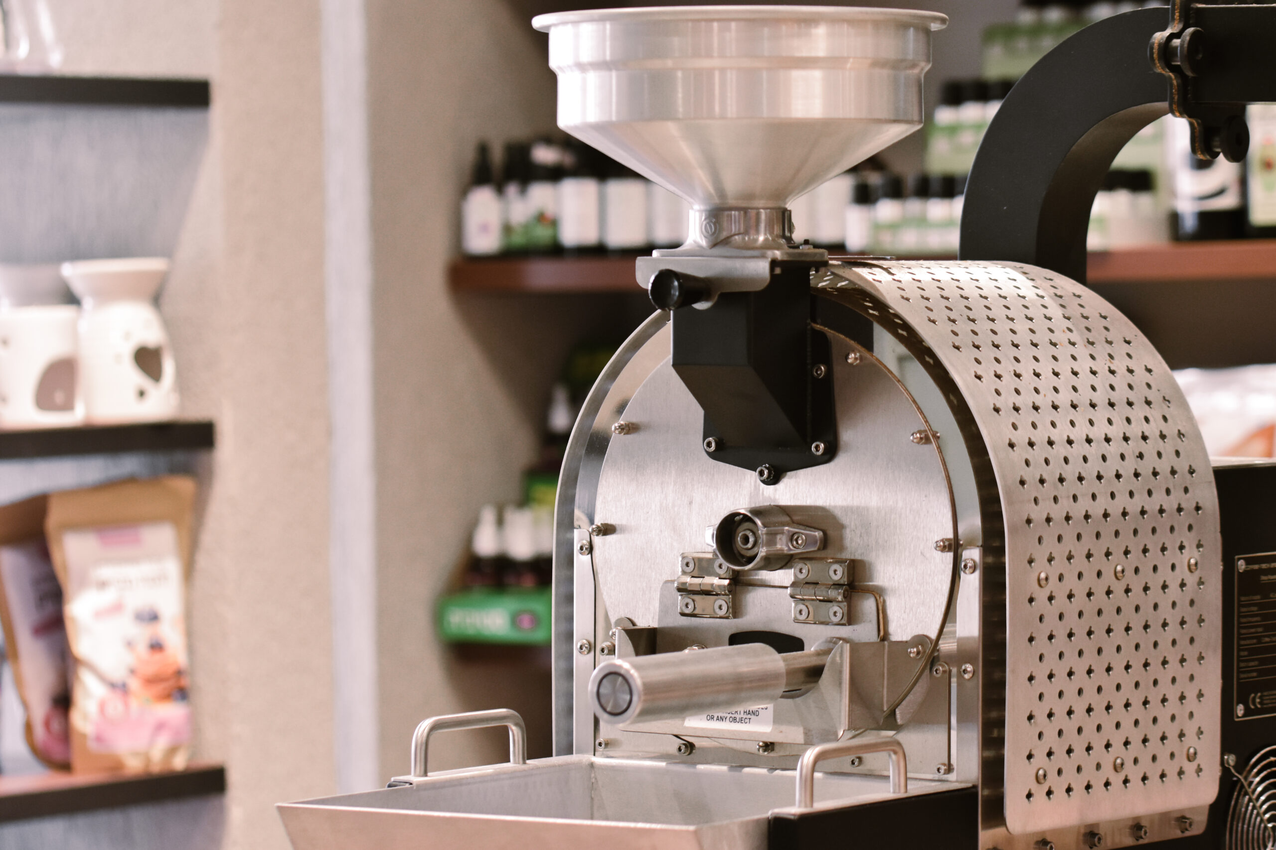 Coffee-Tech Engineering Solar coffee roaster installed on a coffee shop countertop